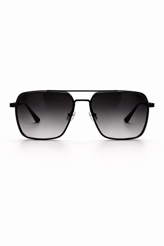 Modern Geometric Aviators – Matte Black & Smoke Gradient